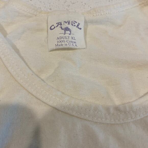 Vintage 90s CAMEL Cigarettes Faded Distress Tank Top Beige Size XL - Picture 4 of 9